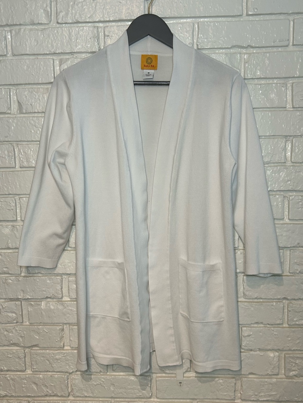 Ruby Rd. White Open Front Cardigan